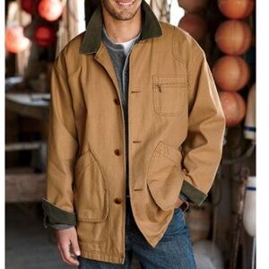LL Bean Original Field Coat Flannel Cotton-Lined Chore Jacket Barn Canvas